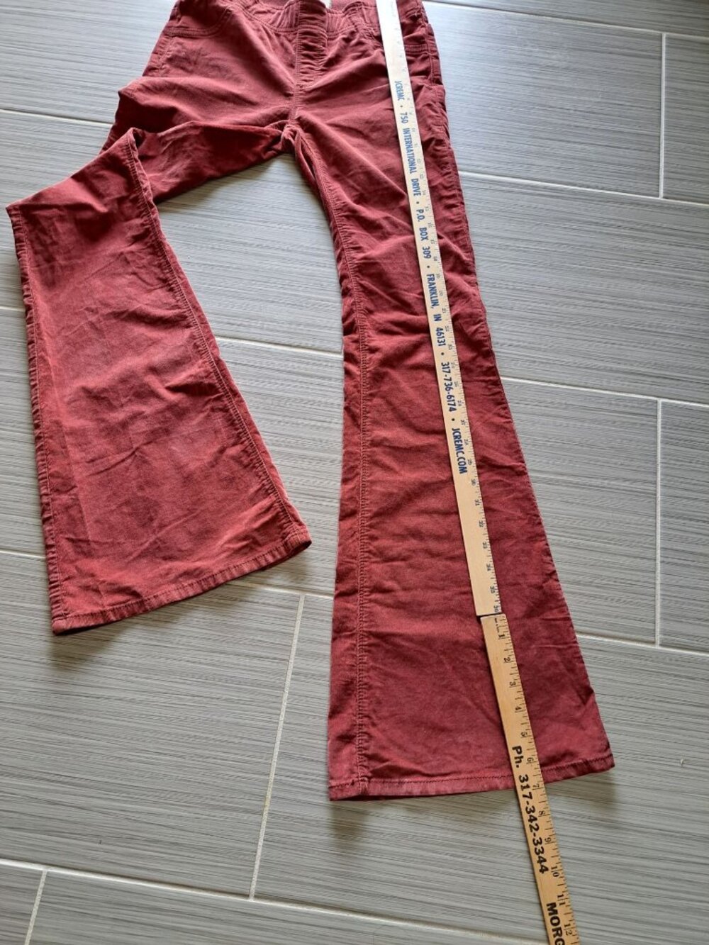 We The Free Rust Brown Flare Corduroy Pants Womens Size 27 Made Pull On Boho - Picture 7 of 12